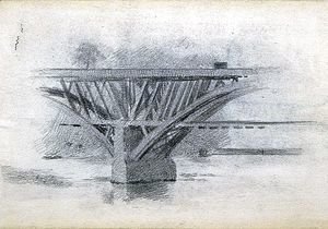 Thomas Cowperthwait Eakins - Drawing Of Girard Avenue Bridge