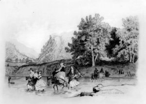 Thomas Cowperthwait Eakins - Peasants Crossing a Stream
