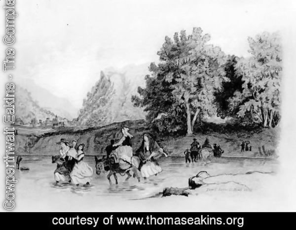 Thomas Cowperthwait Eakins - Peasants Crossing a Stream